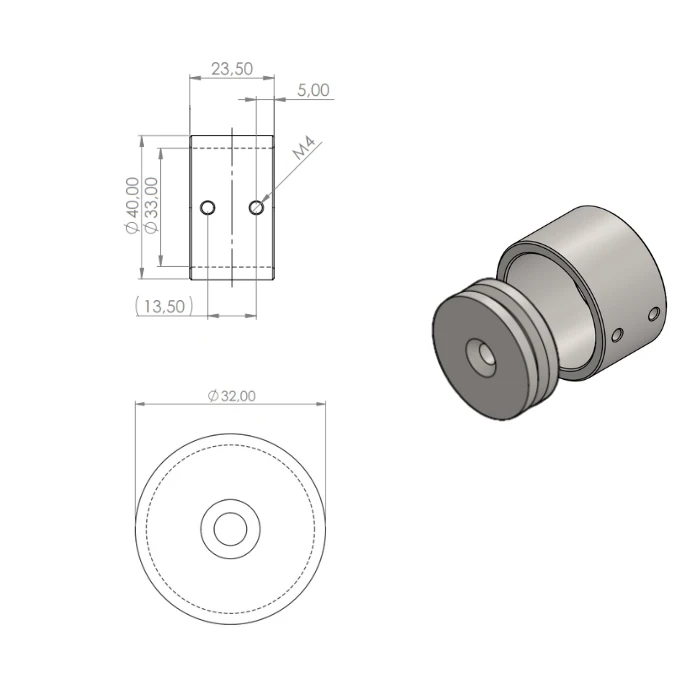 Flansch Ø32 Bronze Typ 2 (blind)