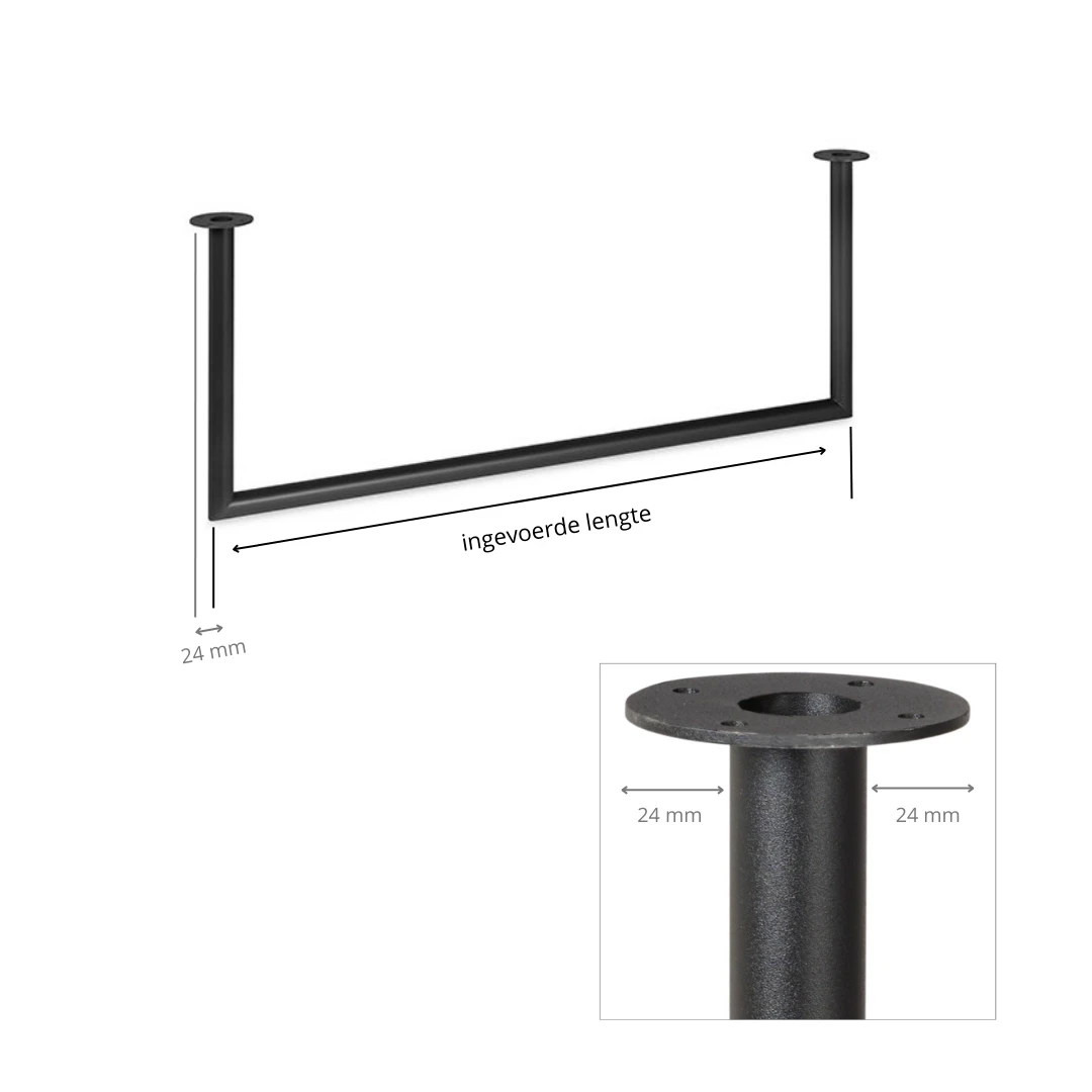 Garderobenstange U-form schwarz Ø32