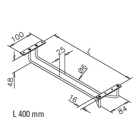Glashalter Edelstahl L=400mm