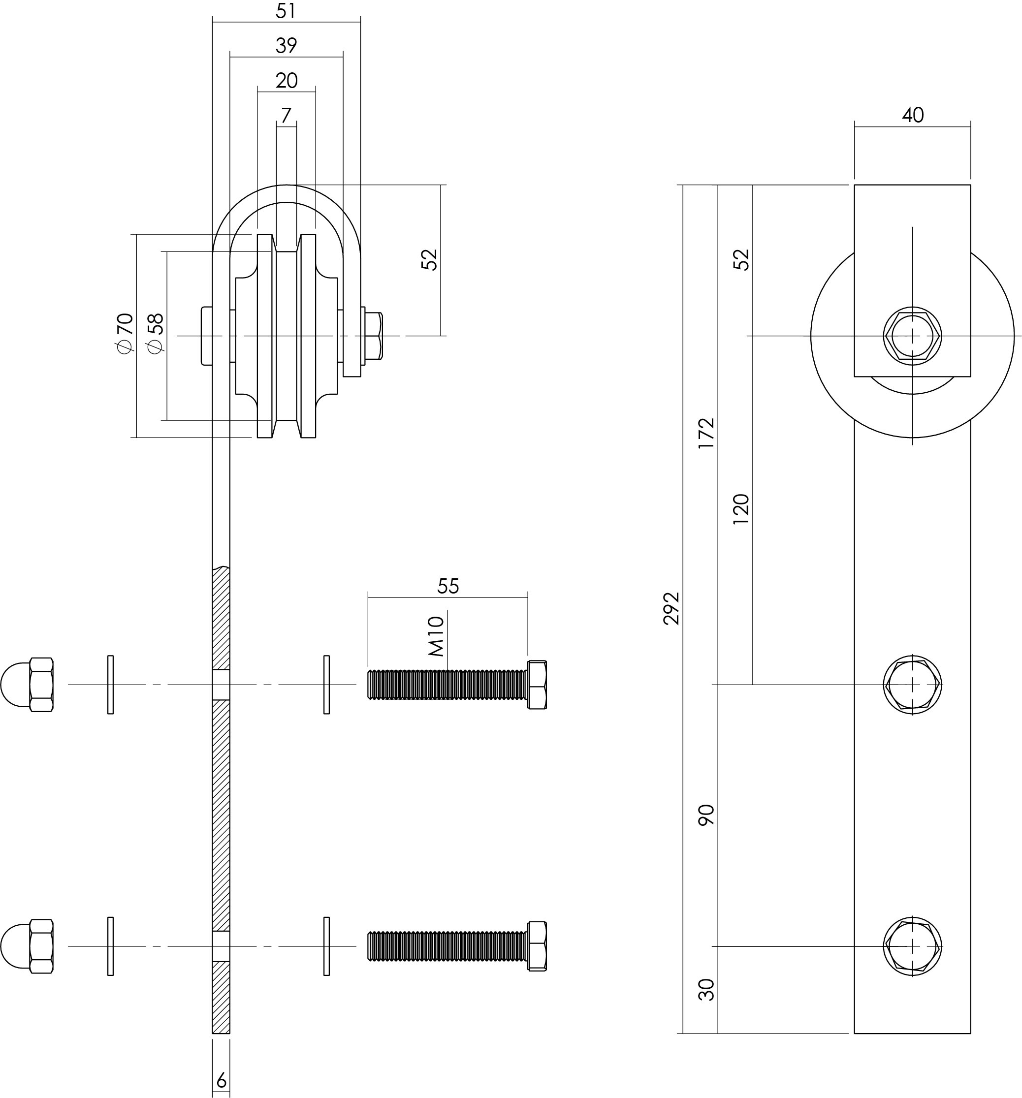 Intersteel 2-teiliges Laufrollen-Set Basic 290 mm Edelstahl gebürstet