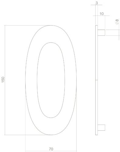 Intersteel Hausnummer 0 150 mm Edelstahl/Schwarz matt