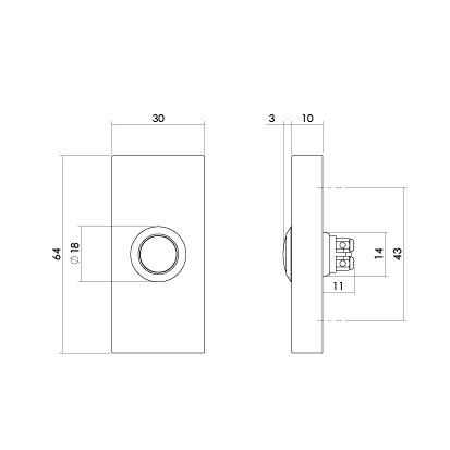 Intersteel Klingel rechteckig 65x30x10mm verdeckt edelstahl vibriert