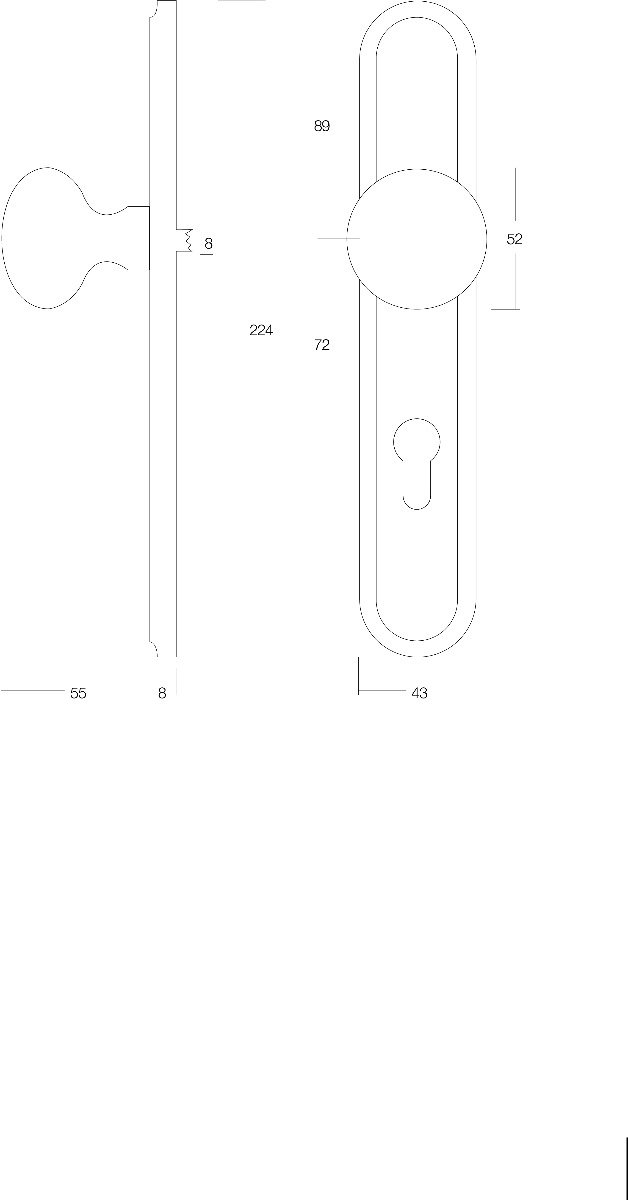 Intersteel Knopf auf Schild mit Profilzylinder-Lochung 72 mm Nickel matt