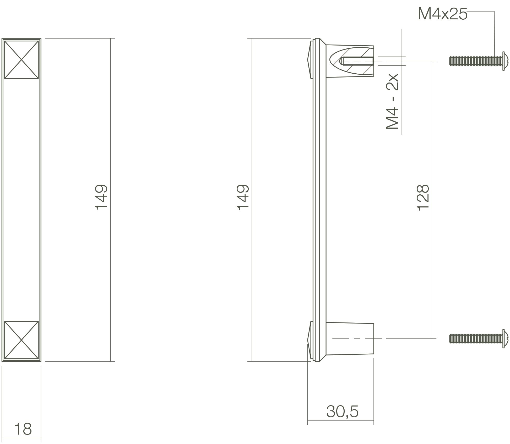 Intersteel Möbelgriff 149 mm Altgrau