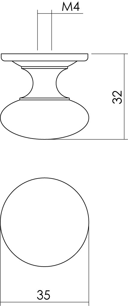 Intersteel Möbelknopf Paddenstoel ø35 mm mit Unterlegplatte Messing lackiert