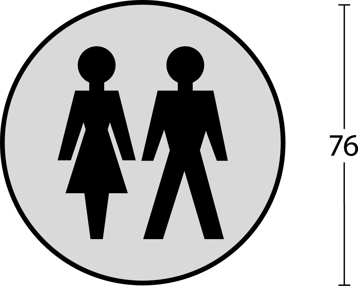 Intersteel Piktogramm Damen- und Herrentoilette selbstklebend ø76x1,5 mm Edelstahl gebürstet