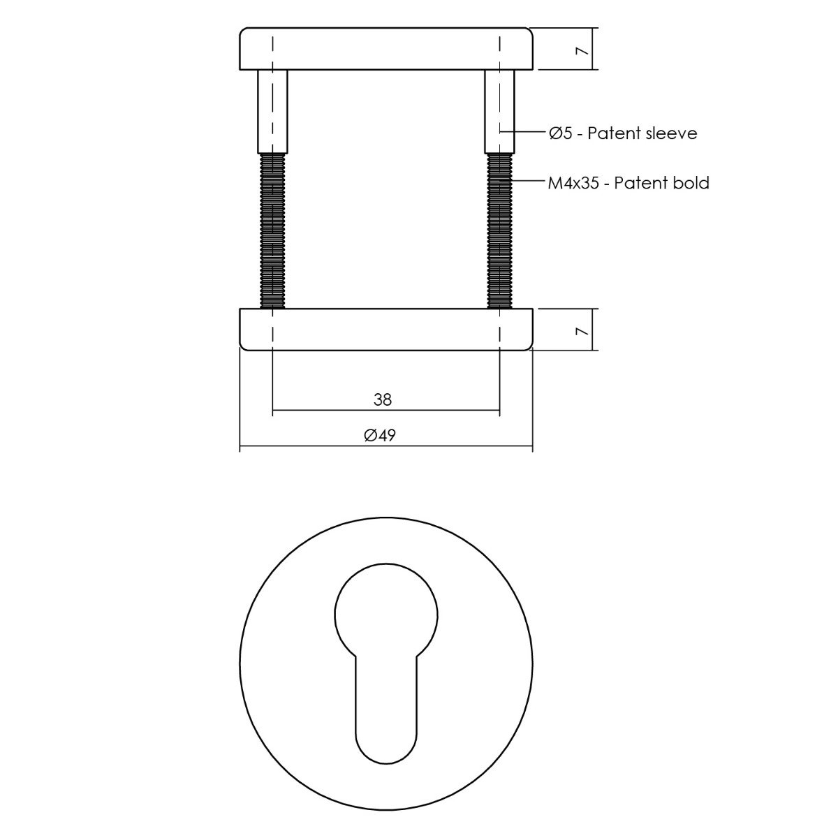 Intersteel PZ-Rosette ø49x7 mm grau