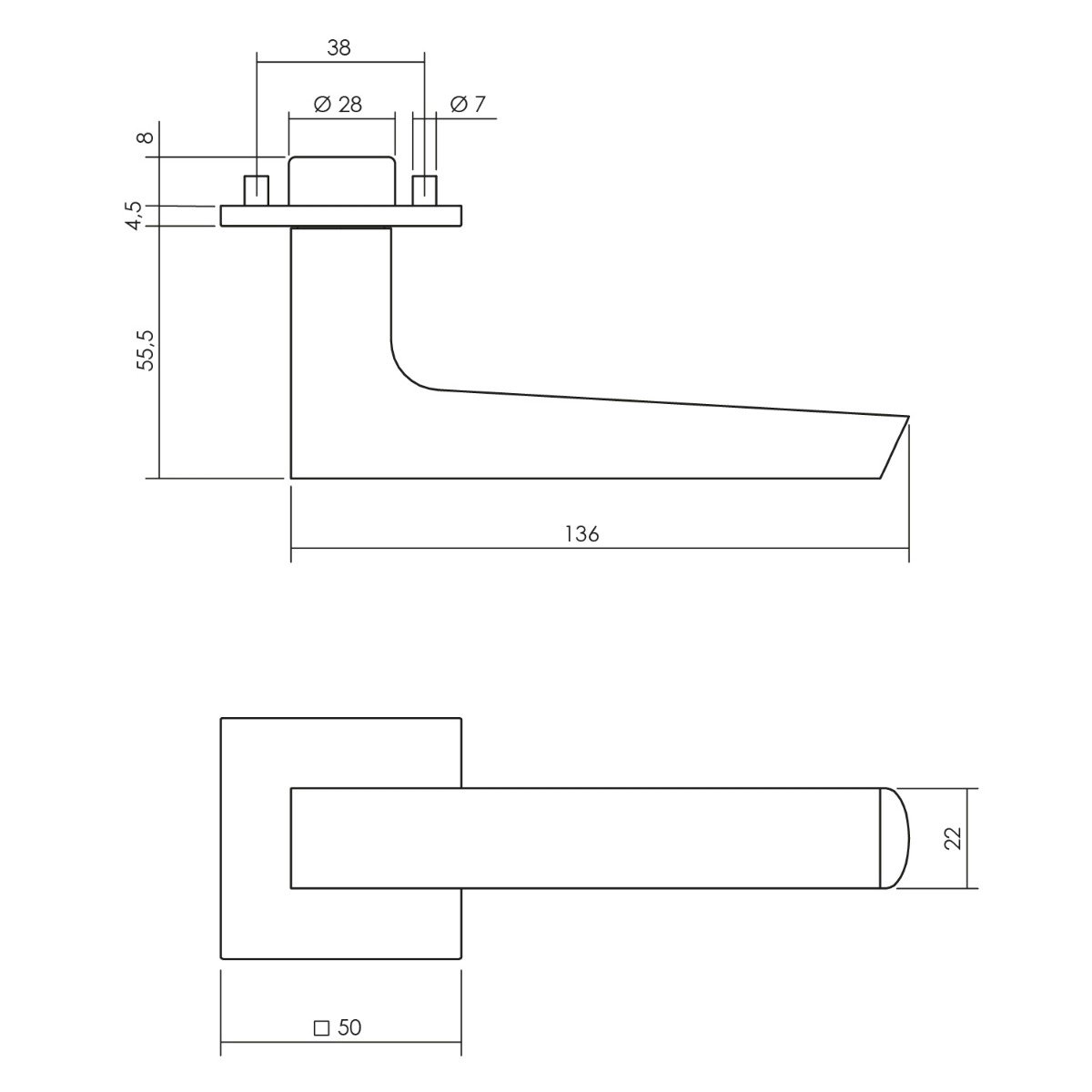 Intersteel Türdrücker Arjan Moors Sliced No.1 Edelstahl gebürstet/Mattschwarz