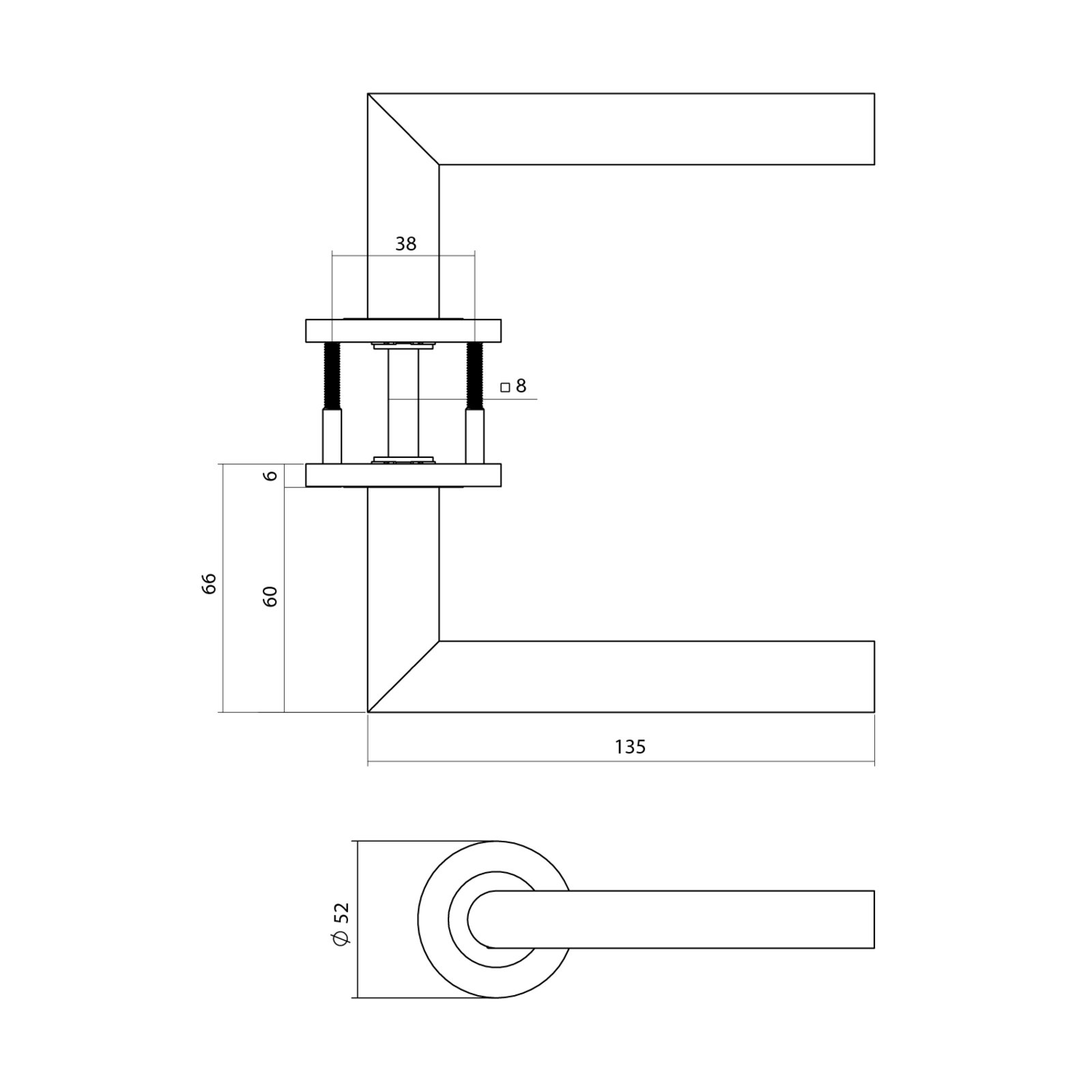 Intersteel Türdrücker Q 01 auf Rosette verdeckt ø52x6mm PVD schwarz