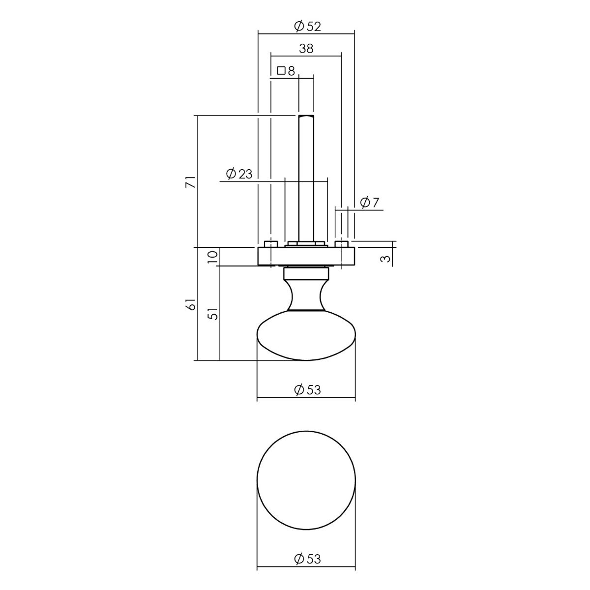 Intersteel Türknopf rund auf Rosette anthrazit grau