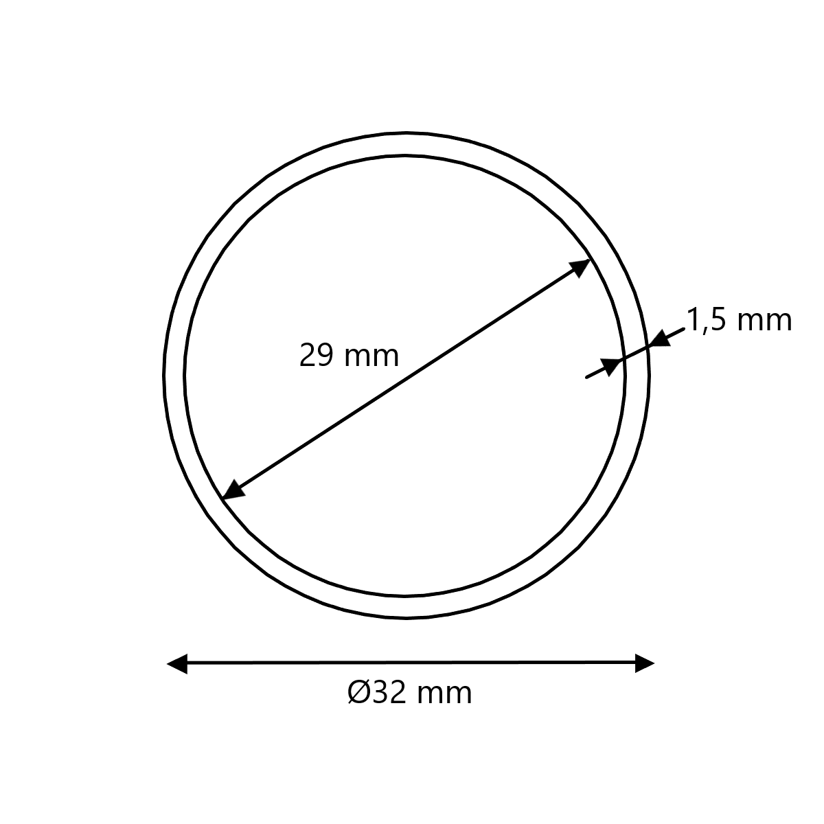 Kleiderstange schwarz Ø32 (mit geschlossen abstandhalter)