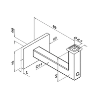 Quadratisches Handlauf schwarz - 40x40 mm