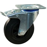 Lenkrolle mit Feststeller | 125mm | Vollgummiband | Kunststoffrand