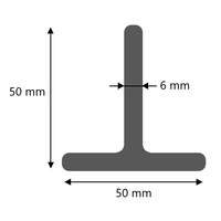 Stahl T-Profil warmgewalzt 50x50x6