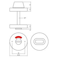 Intersteel Bad/WC Rosetten verdeckt ø53x10mm mit Stift 8x8mm PVD messingfarbig