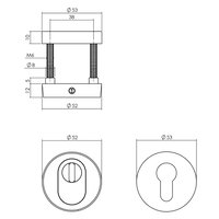 Intersteel Basis Haustürset Schutzbeschlag SKG*** rund Edelstahl schwarz mit Kernziehschutz