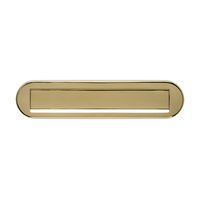 Intersteel Briefeinwurf oval 340x80mm mit Klappe/Regenrand PVD messingfarbig