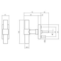 Intersteel Fenstergriff T-Modell auf rechteckiger Rosette Edelstahl schwarz