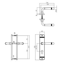 Intersteel Türdrücker Helena auf Schild 230x44 mm PZ 72 mm schwarz