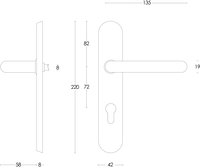 Intersteel Türdrücker Rund verdeckt auf Schild mit Profilzylinder-Lochung 72 mm Edelstahl gebürstet