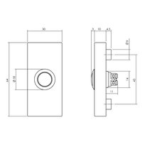 Intersteel Türklingel rechteckig verdeckt 65x30x10mm Edelstahl/Schwarz