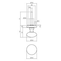 Intersteel Türknopf rund auf Rosette anthrazit grau