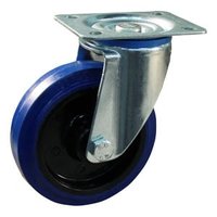 Lenkrolle | 125mm | Elastisches blaues Gummiband | Kunststoffrand | Kugellager
